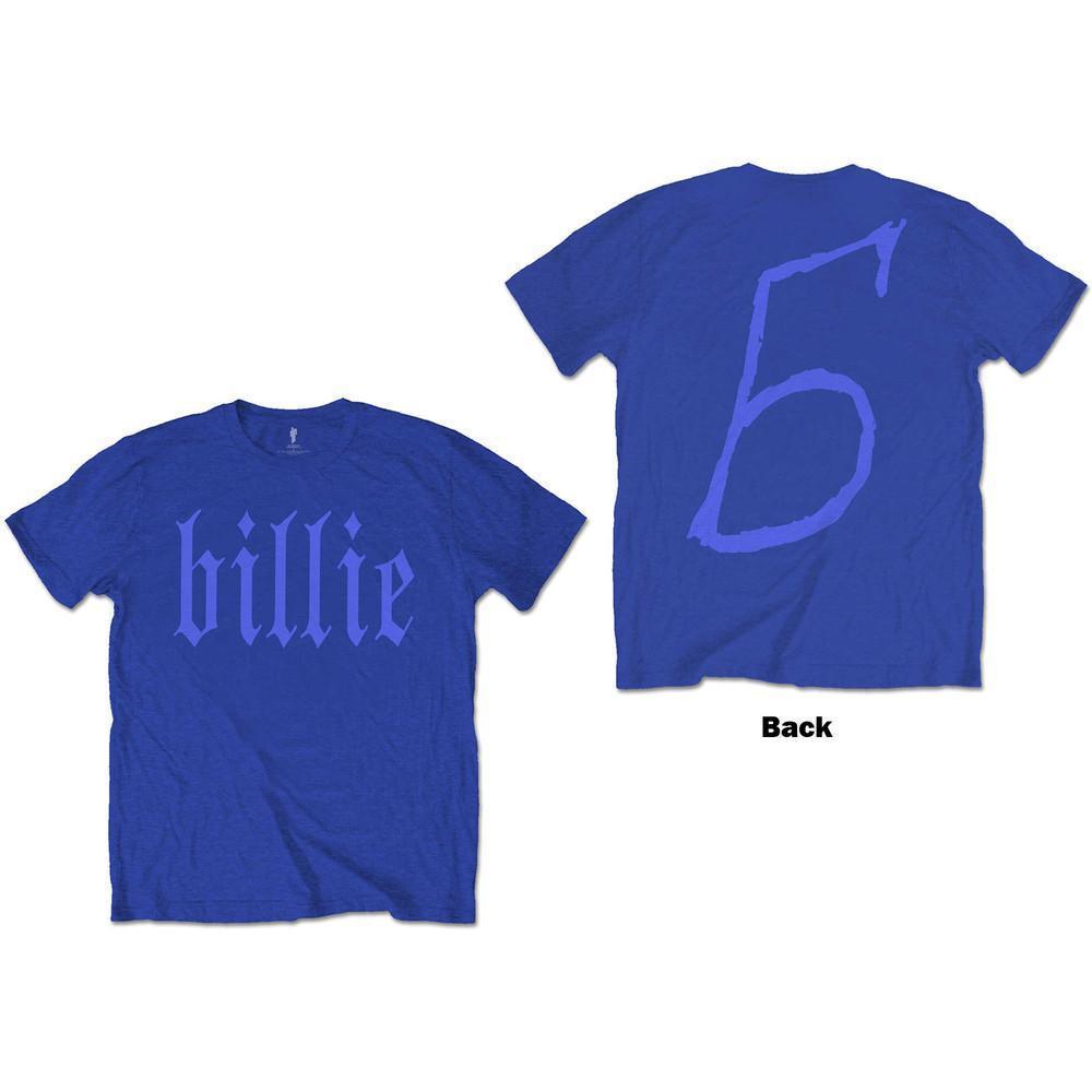 Billie Eilish Unisex T-Shirt Billie 5 Back Print Blue 2 Sided